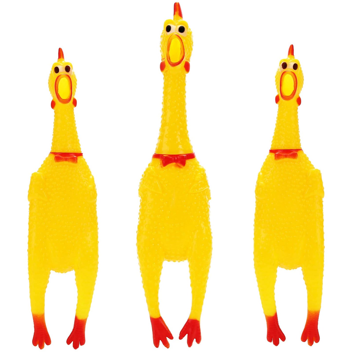 Poplay 3Pcs Screaming Chickens, Squeaky Rubber Chickens Novelty Dog Toys (1Pc 13.5 Inch, 2Pcs 11.5 Inch)