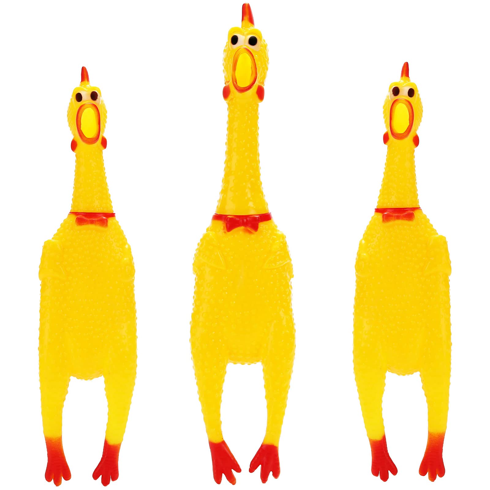 Poplay 3Pcs Screaming Chickens, Squeaky Rubber Chickens Novelty Dog Toys (1Pc 13.5 Inch, 2Pcs 11.5 Inch)