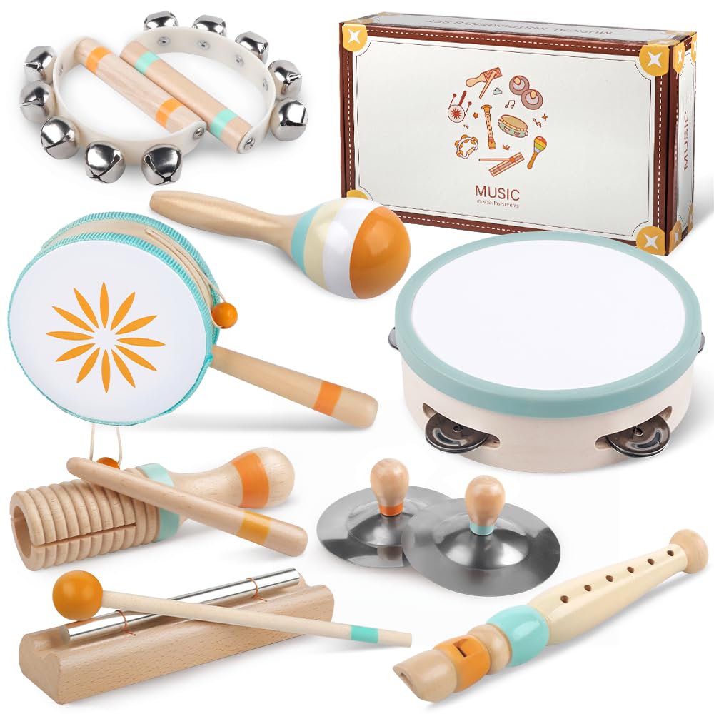 Toddlers Musical Instruments-Baby Montessori Wooden Musical Toys For Toddlers 1-3 Year Old,Kids Percussion Instruments Toy For 1