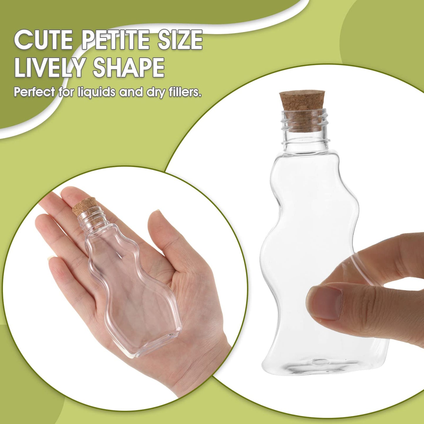 Yaomiao 30 Packs 2.5 oz Plastic Sand Art Bottles with Corks for Kids 3 Styles Sand Art Clear Containers for Sand Art Wedding Inv
