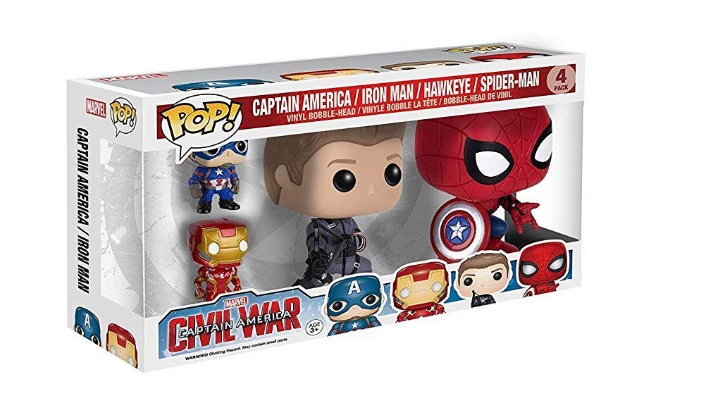Funko Pop Marvel: Civil War Hawkeye Spiderman, Iron Man & Captain America Keychain