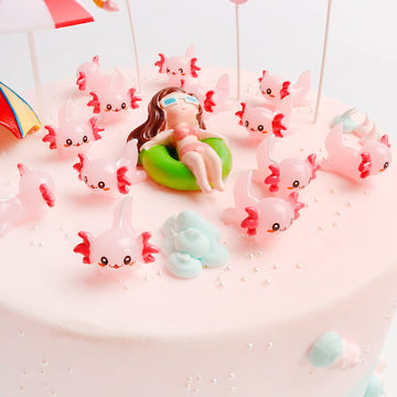 X Hot Popcorn 30PCS Mini Axolotl Colorful Mini Resin Axolotl Figurines Charms Tiny Animal Figures Cute Axolotl Cake Topper Axolo