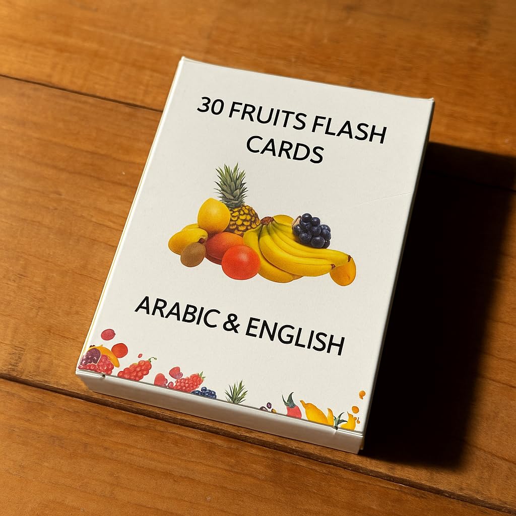 30 Individual Fruits Flash Cards For Kids | Arabic & English | Preschool Learning | Rounded Corners | 6078 Mm