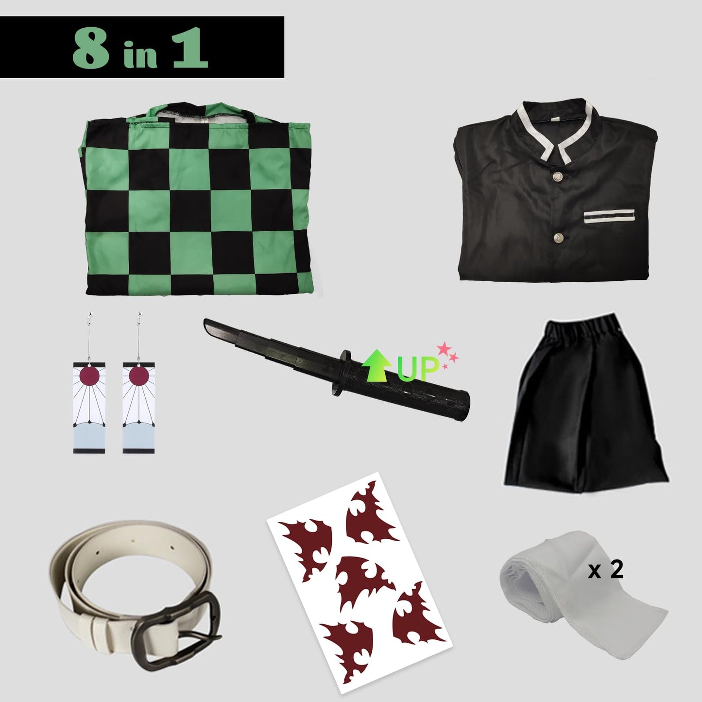 VZQI Halloween Cosplay Costumes Kamado Kids Girls Anime Kimono Hallowee Cloak with Retractable decorative replica blade XXL