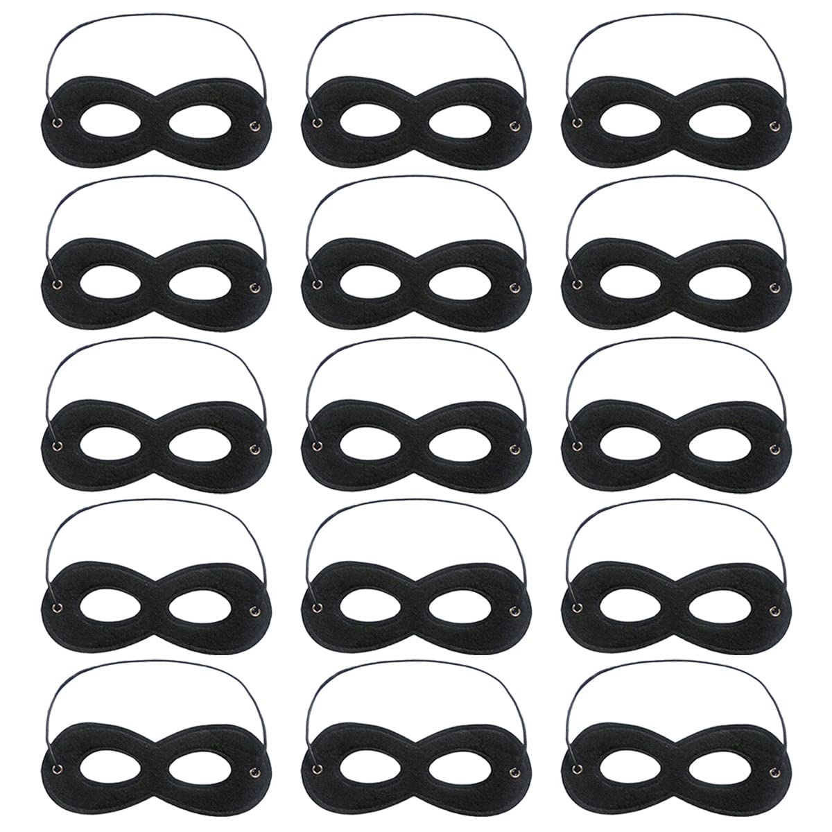 15pcs Halloween Masks Felt Eye Masks Black Halloween Half Mask Felt Dress Up Masks Costume Masks with Adjustable Elastic Rope fo