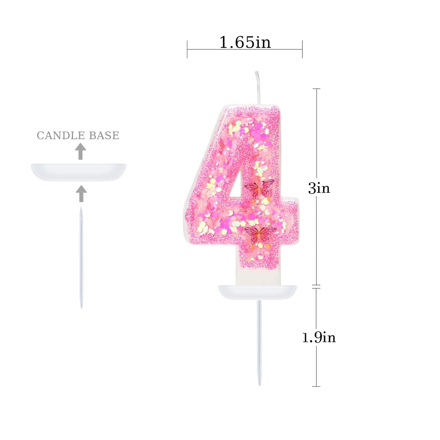 FAMGift Birthday Candles - Number 4 Candle, Butterfly Birthday Candles for Cake, Birthday Party Decorations, Theme Party Supplie