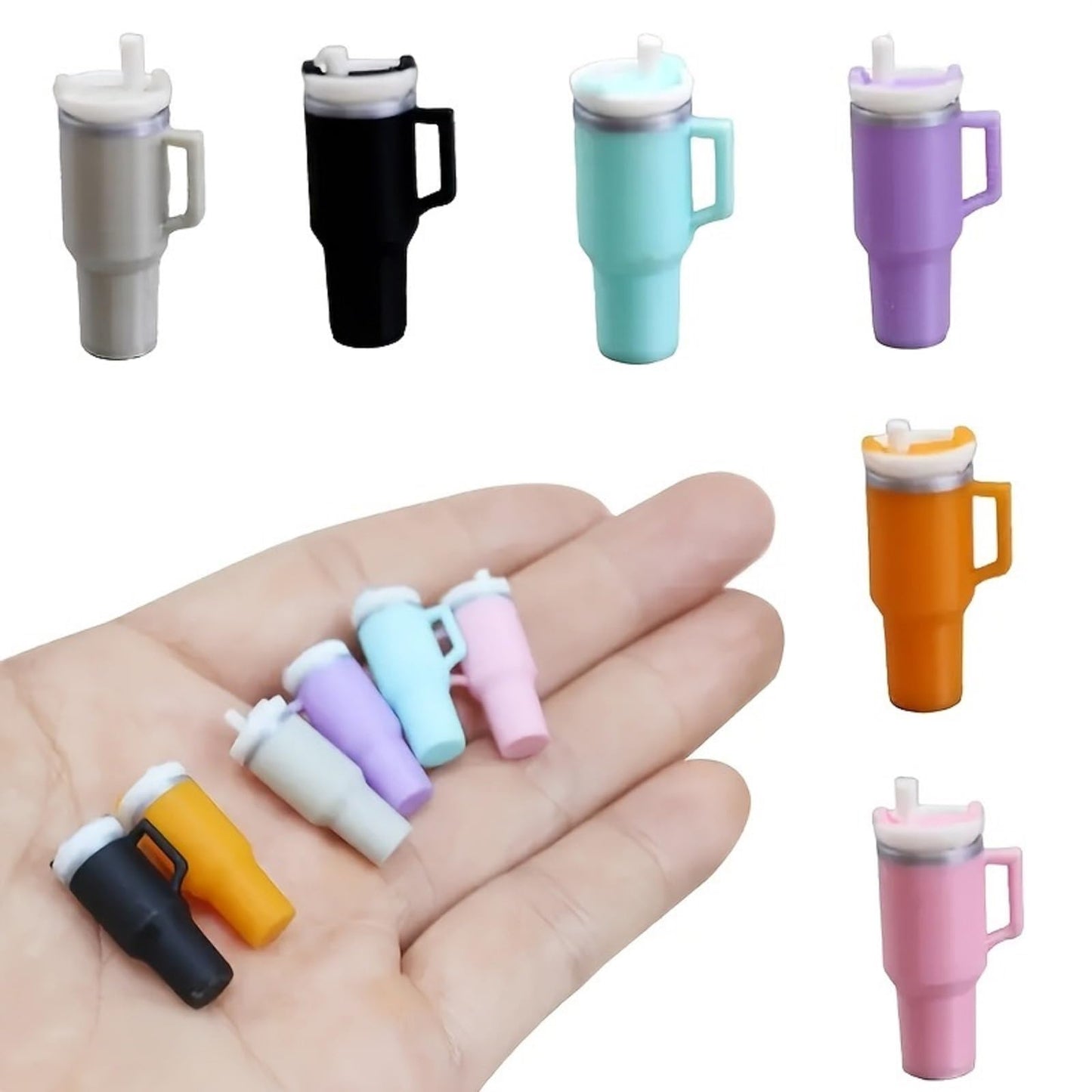6 Pack Miniature Thermal Cups With Straw, 1:12 Scale Dollhouse Accessories, Multi-Color Diy Micro Model Food Scene Accessories