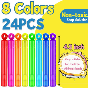 Waybla 24 Pack Bubble Party Favors For Kids, Goodie Gift Bag Stuffer Fillers For Kids, 8 Colors Mini Bubble Wands Birthday Summe