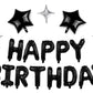 Birthday Banner (3D Black) Mylar Foil Happy Birthday Balloons, 23Pcs Birthday Party Decorations With 5Pcs Extra Shining Star,Bal