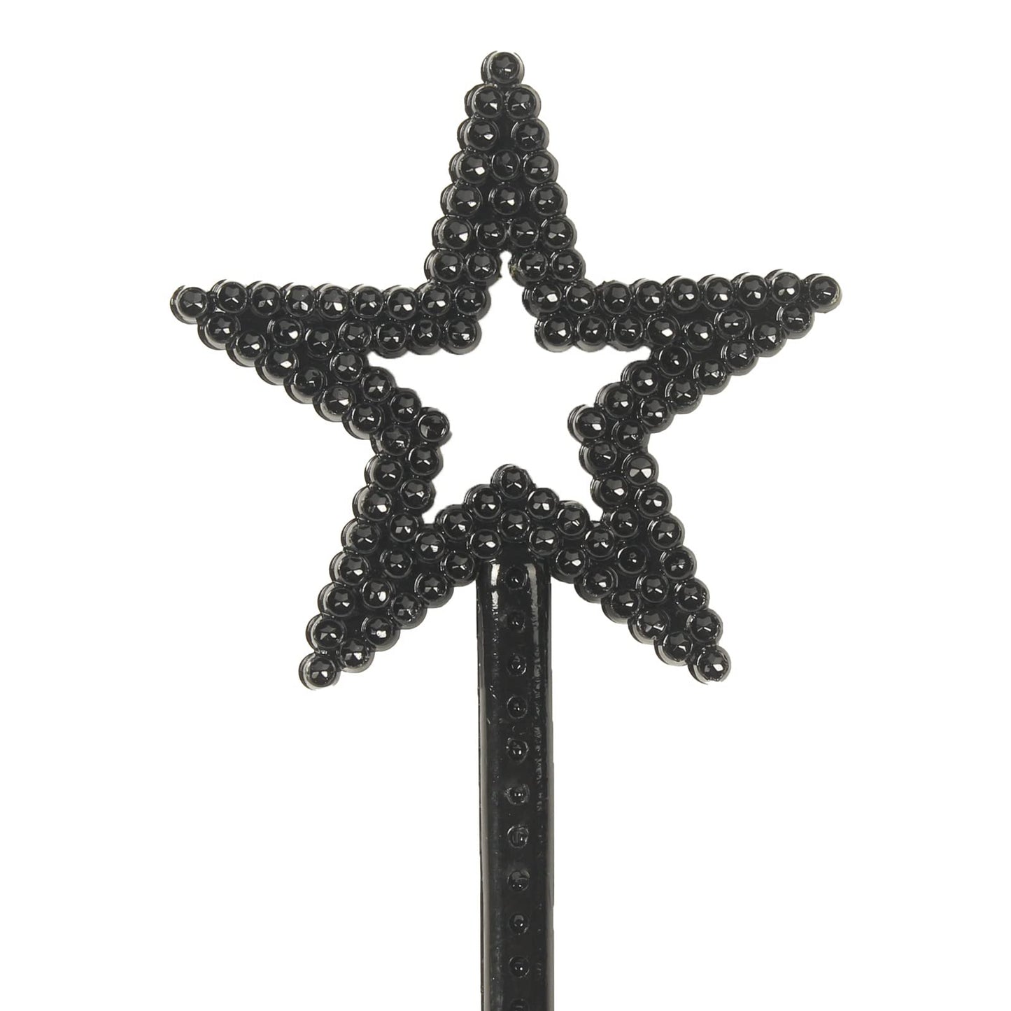 Qeuly Star Wand Black Fairy Wand 13 Inches Angel Wand Star Magic Princess Wands Plating Silver Star Stick (Black)