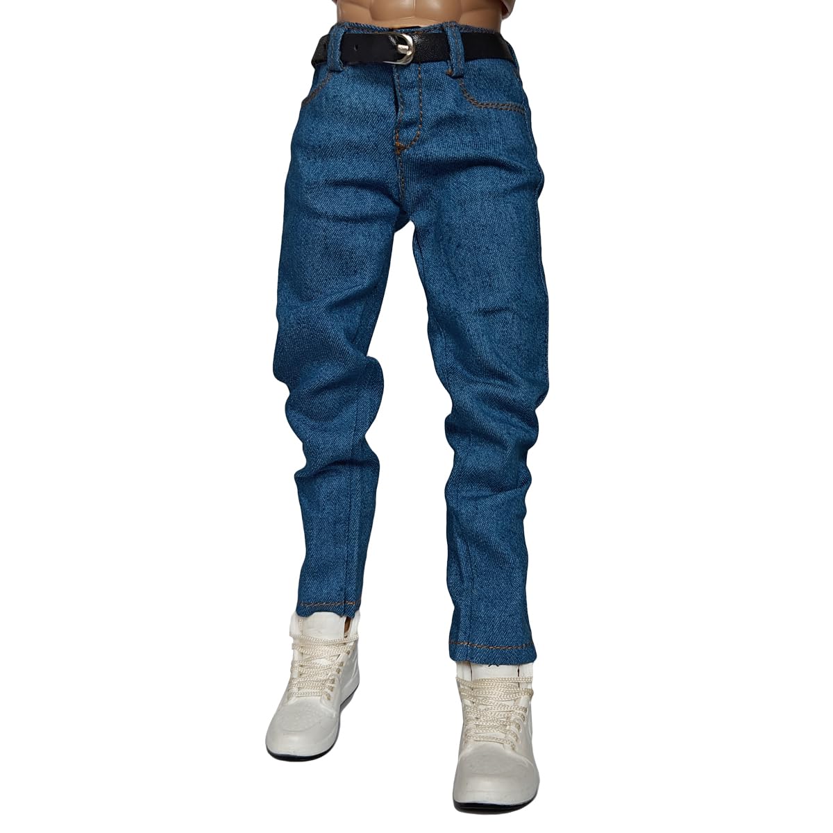 Panchitalk 1/6 Scale Soldier Pants Classic Jeans & Belt Model For 12'' Male Action Figure Body (Blue)