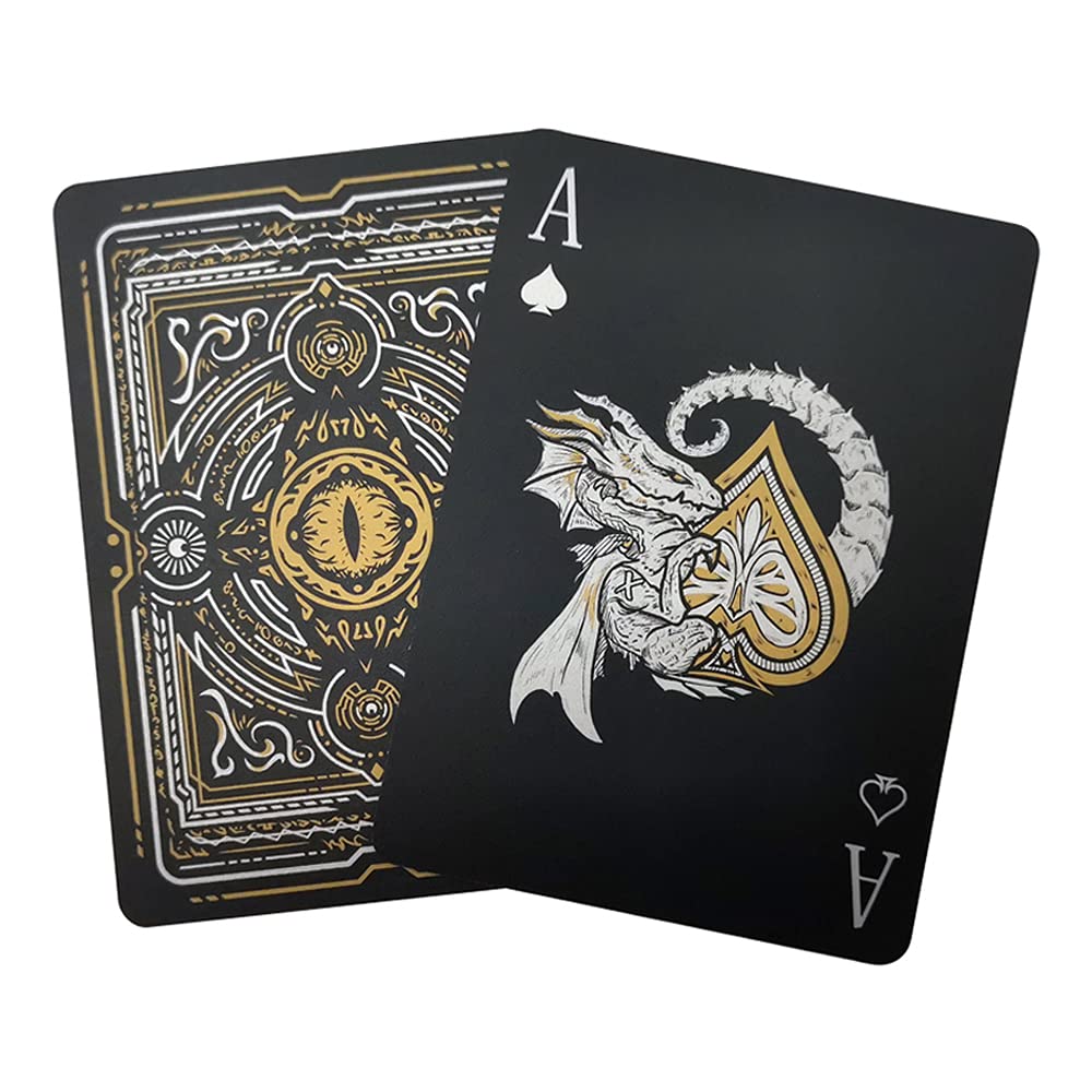 Acelion Waterproof Playing Cards, Plastic Playing Cards, Deck Of Cards, Gift Poker Cards (Black Dragon)