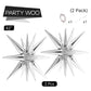 Partywoo Silver Star Balloons, 2 Pcs 42 Inch Large 14-Pointed Starburst Balloons, One-Piece Star Explosion Balloons With Ribbon, Point Star Foil Balloons, Mylar Balloons For Birthday Party Decorations