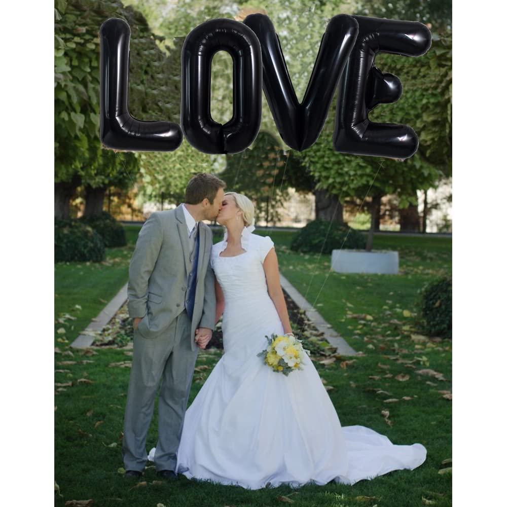Toniful 40 Inch Large Black E Letter Balloons Jumbo Helium Balloons,Foil Mylar Big Alphabet Balloons For Birthday Party Annivers