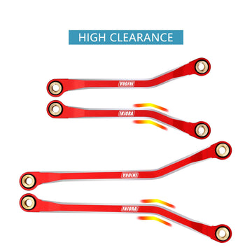 INJORA High Clearance Chassis Links CNC Aluminum Links Set for TRX4M Defender Bronco 1/18 Upgrade Parts (Red)