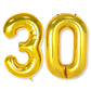Flyloons 30 number Golden Foil Balloon 16 inch Size Birthday Decoration Items Pack of 2 | 30th Year Balloons | Thirty