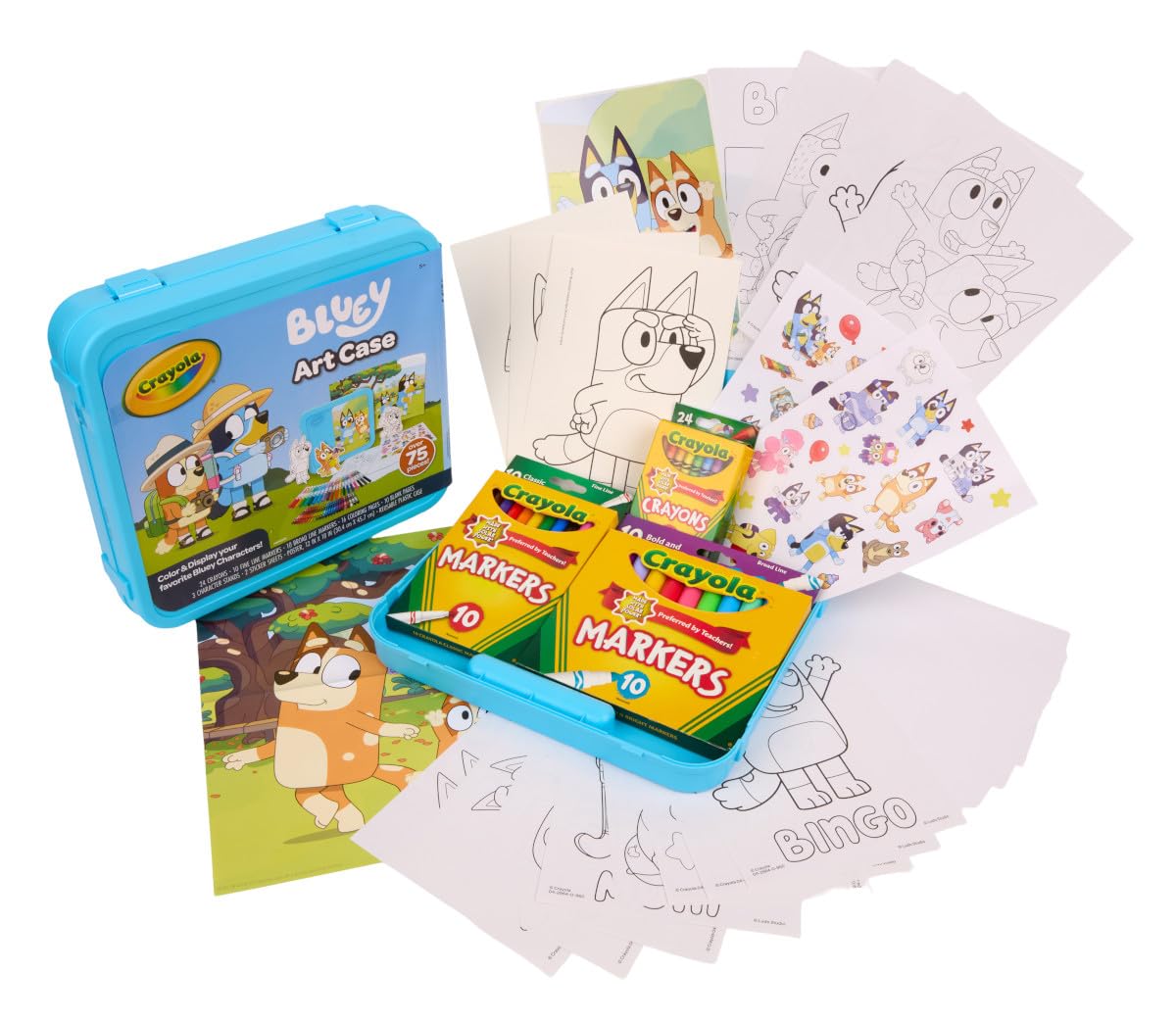 Crayola Bluey Create & Color Art Case, 75+ pcs, Plastic, Assorted, 10.25 x 10.75 x 2.25 inches, Ages 5+