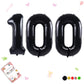 Smlpuame 40 Inch Number Balloon 0-9 Black Large Number 100 Balloons,Digital Balloons For Birthday Party Celebration Decorations