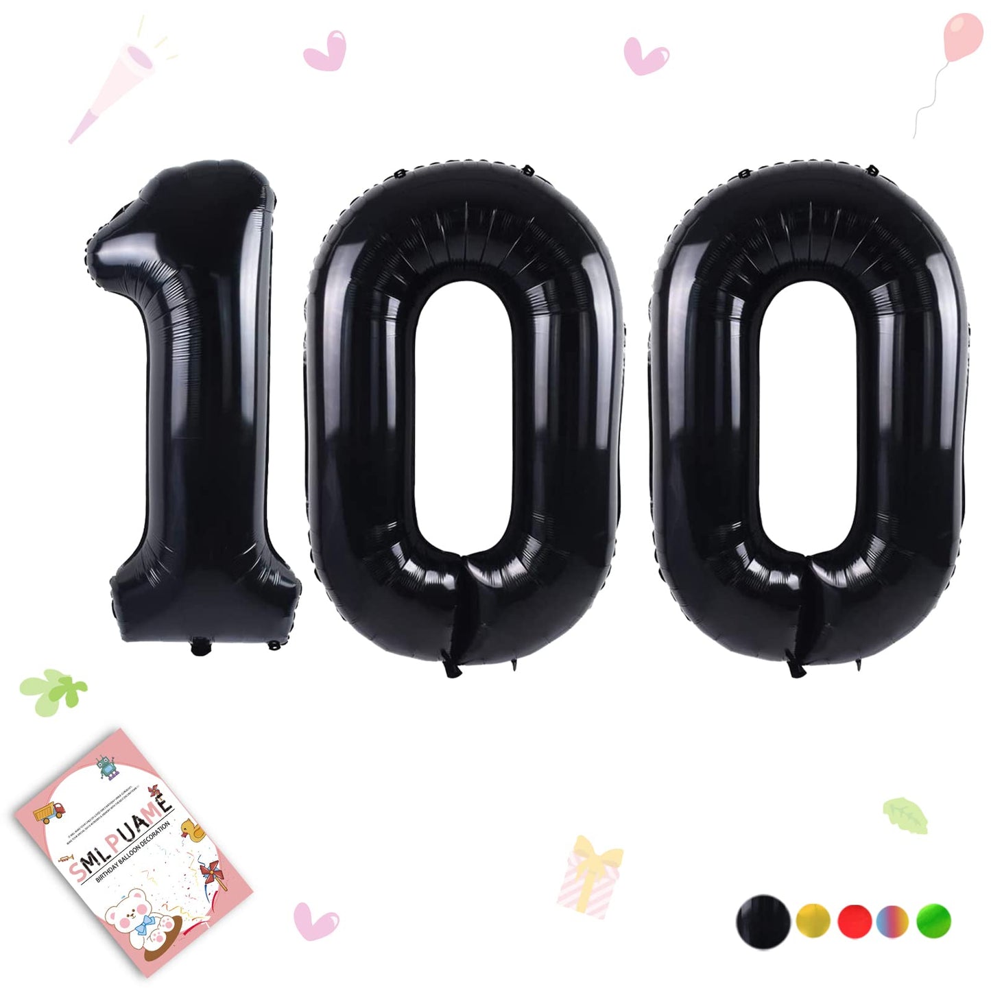 Smlpuame 40 Inch Number Balloon 0-9 Black Large Number 100 Balloons,Digital Balloons For Birthday Party Celebration Decorations
