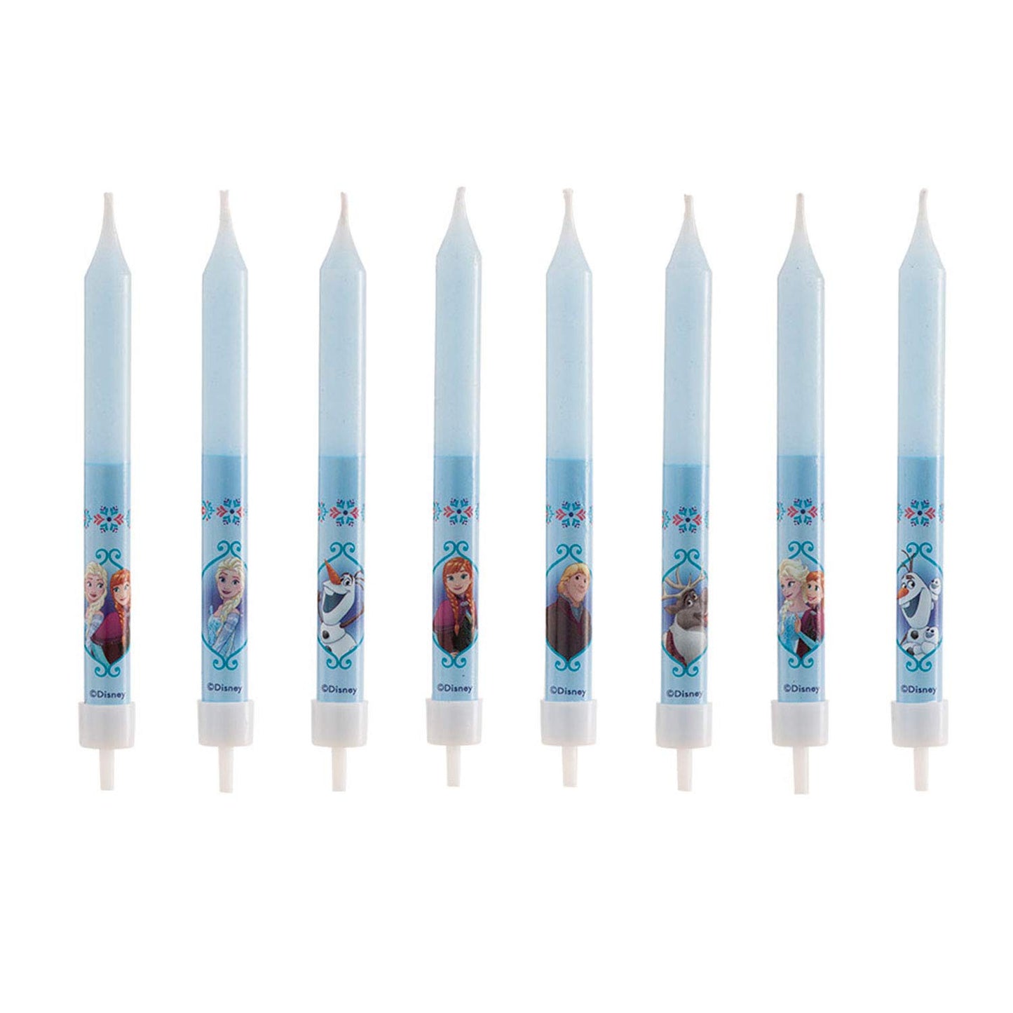 dekora Set of 3D Frozen for Childrens Cakes-8 Decorative Birthday Candle, Wax, Multicoloured, Standard Size