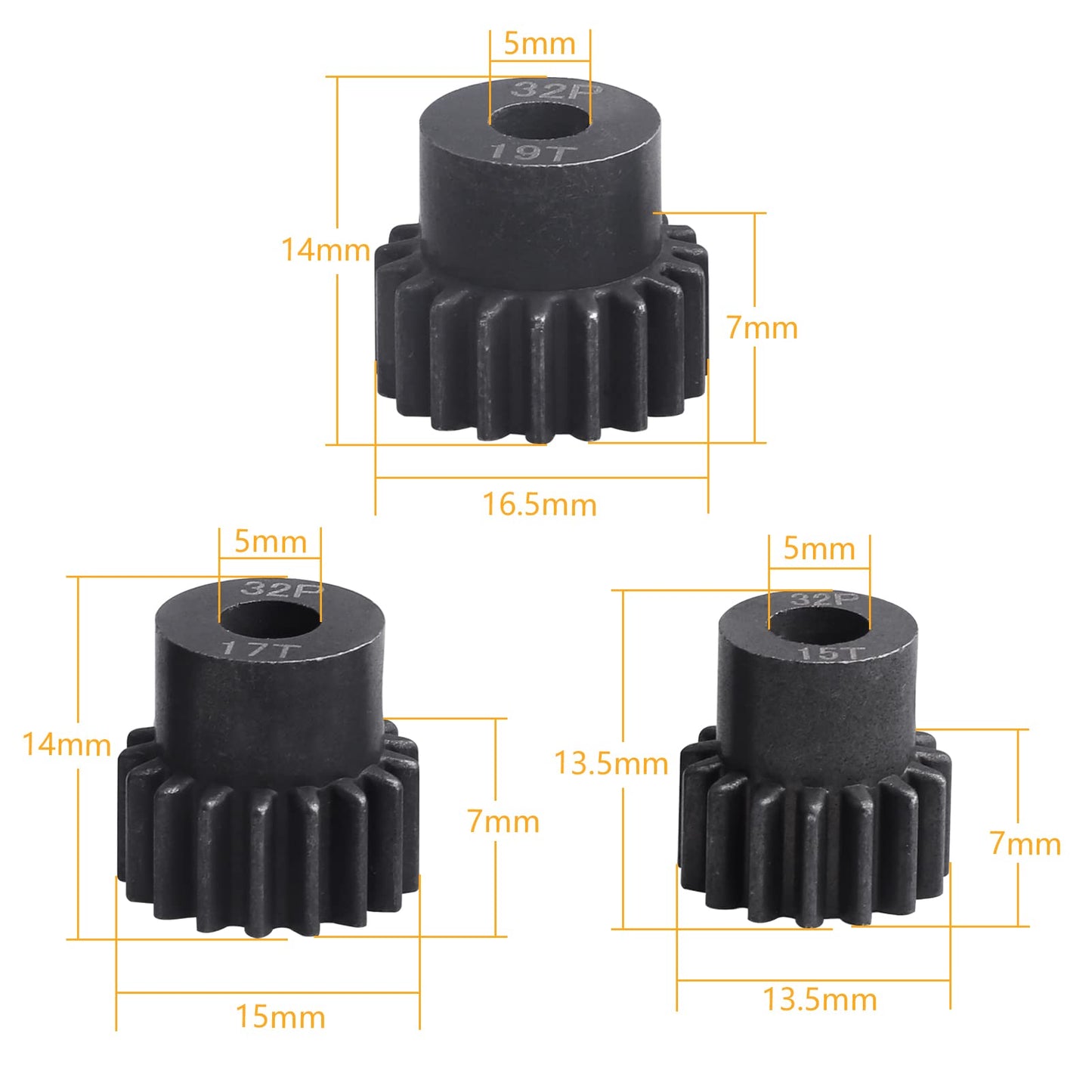 Rc Metal Steel 54T 32P Spur Gear With 15T/17T/19T Pinions Gear Set Replace 3956 For Traxxas Slash 4X4 4Wd/2Wd/Vxl Rally/Stampede