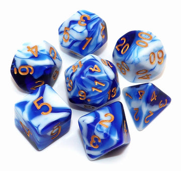 CREEBUY DND Polyhedral Dice Set for Dungeon and Dragons D&D RPG COC Role Playing Games Tabletop 7-Die Set with Dice Bag (Blue Mi