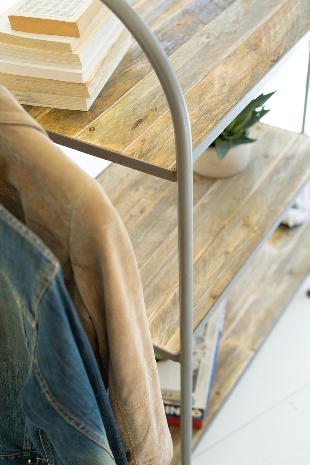 Horizontal Recycled Wood And Metal Display Unit
