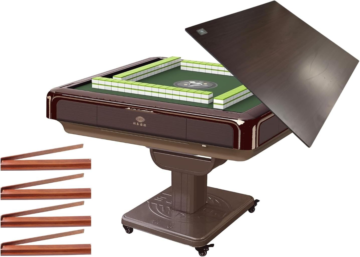 Folding Automatic Mahjong Table 40Mm American Mahjong Numbered Tiles Foldable Style With 2 Sets Of Tiles + 4 Racks Built-In Hard