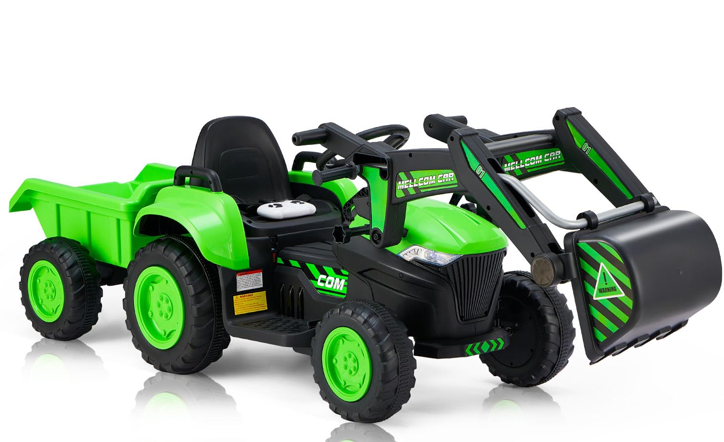 Mellcom Ride On Excavator With Detachable Trailer, 12V Kids Electric Vehicles Ride On Toy With Remote Control, Kids Car With Dig