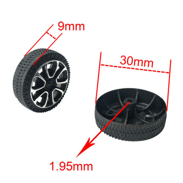 EUDAX 30mmx9mm Plastic Roll 2mm Dia Shaft Toys Wheel and 2mmx100mm STEM Shaft Round Rod Axles for DIY Toy RC Car Truck Boat Heli