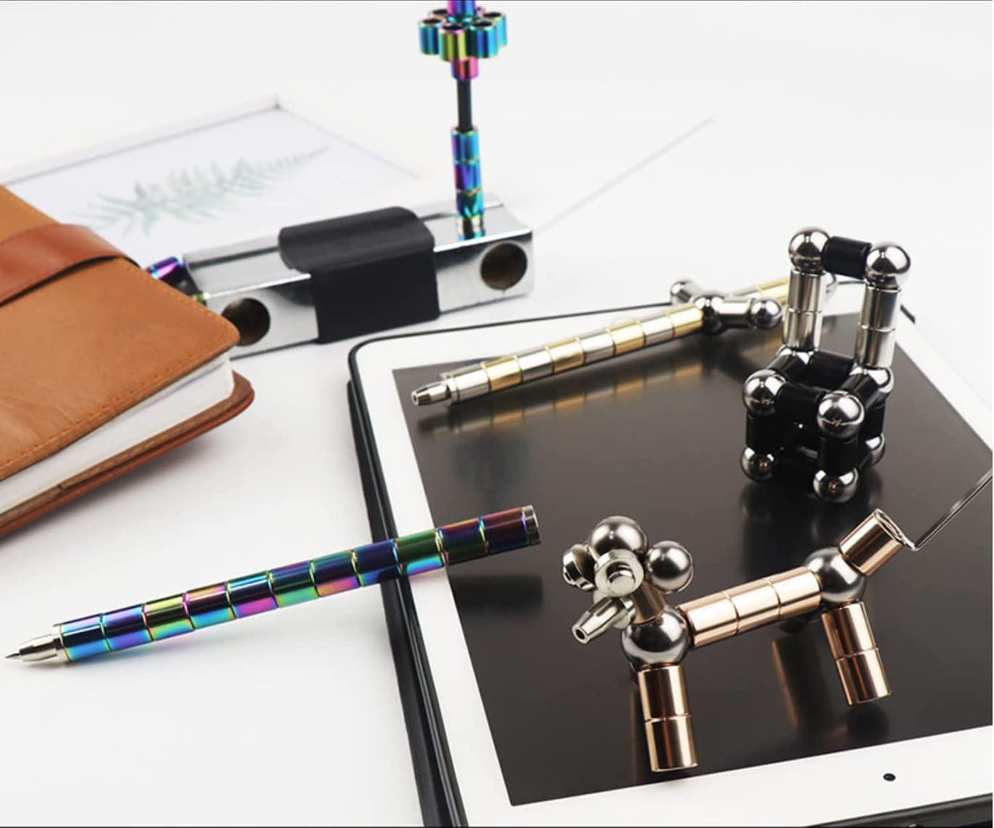 Lewuxian Toy Pen Set, Decompression Magnetic Metal Pen, Eliminate Pressure Fidget Toy,Multifunctional Deformable Magnet Writing