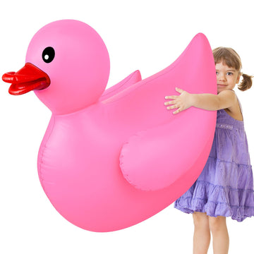 Hungdao 4 Feet Giant Inflatable Duck Huge Rubber Duck Large Blow Up Duck Inflatable Duck Pool Float For Kids Summer Beach Swimming Pool Carnival Birthday Party Decoration(Pink)