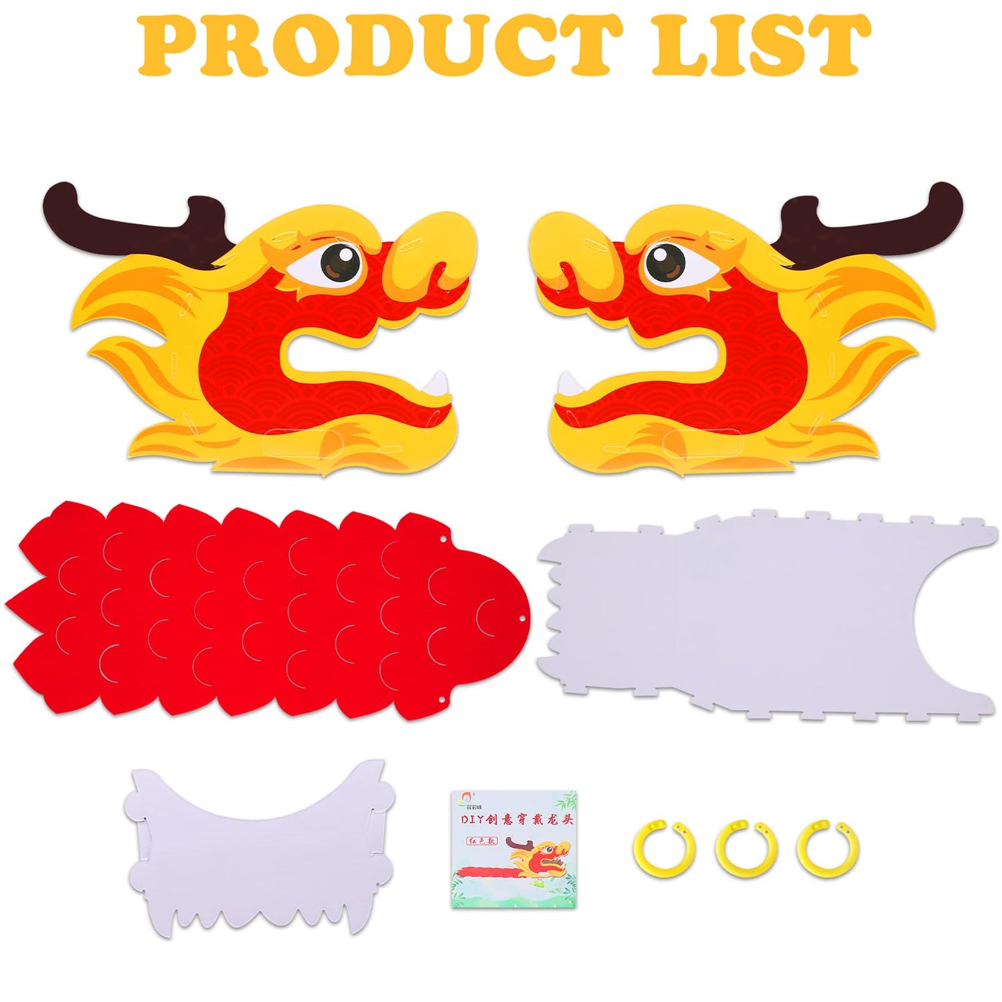 Chinese Dragon Dance Head, DIY Interesting Educational Paper Dragon Head for Kids, Material Kit of Wearable Dragon Head