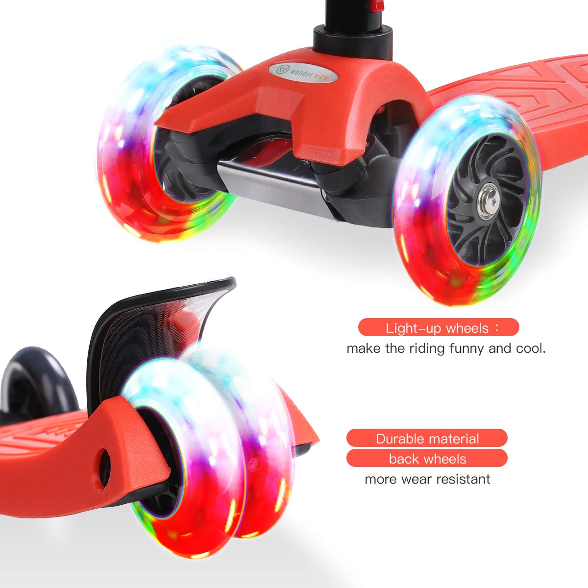 Kick Scooter Kids Scooter 3 Wheel Scooter, 4 Height Adjustable Pu Wheels Extra Wide Deck Best Gifts For Kids, Boys Girls