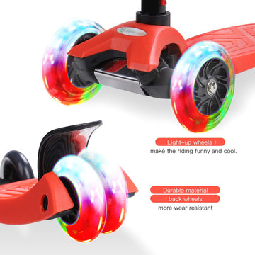 Kick Scooter Kids Scooter 3 Wheel Scooter, 4 Height Adjustable Pu Wheels Extra Wide Deck Best Gifts For Kids, Boys Girls