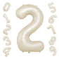 40 Inch Cream Number 2 Balloon, Beige Large 2Nd Birthday Balloons, Digital 2 Cream White Giant 2 Foil Balloon Helium For Boys Gi