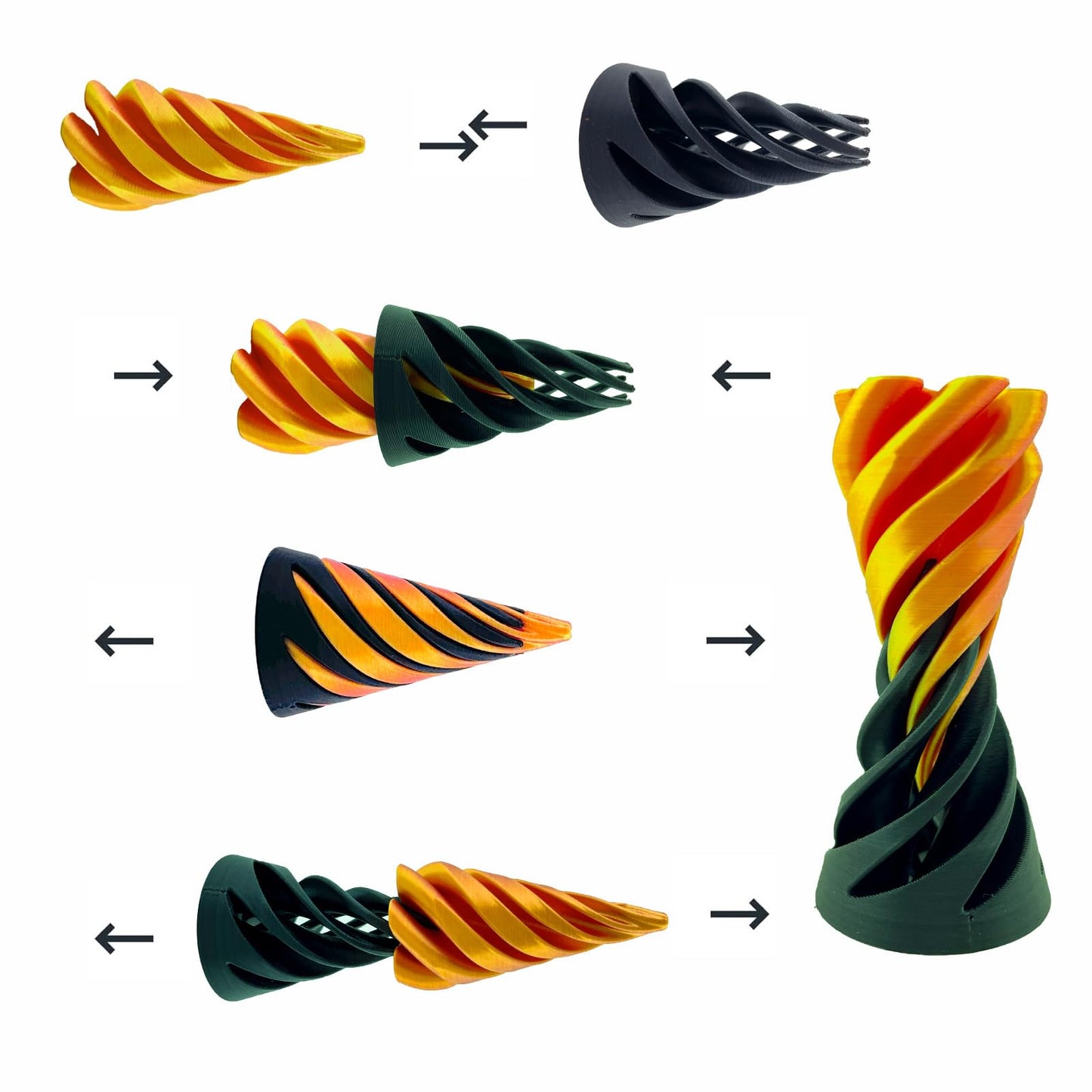 3 Packs Impossible Cone, Spiral Cone Fidget Toy 3D Printed Spiral Cone Toy, Pyramid Passthrough Sculpture, Mini Cones Pass Throu