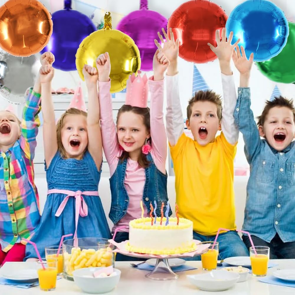 TONIFUL 30Pcs 18 Inch Round Balloons Large Colorful Round Shape Foil Balloons Big Colorful Round Helium Mylar Balloons for Birth