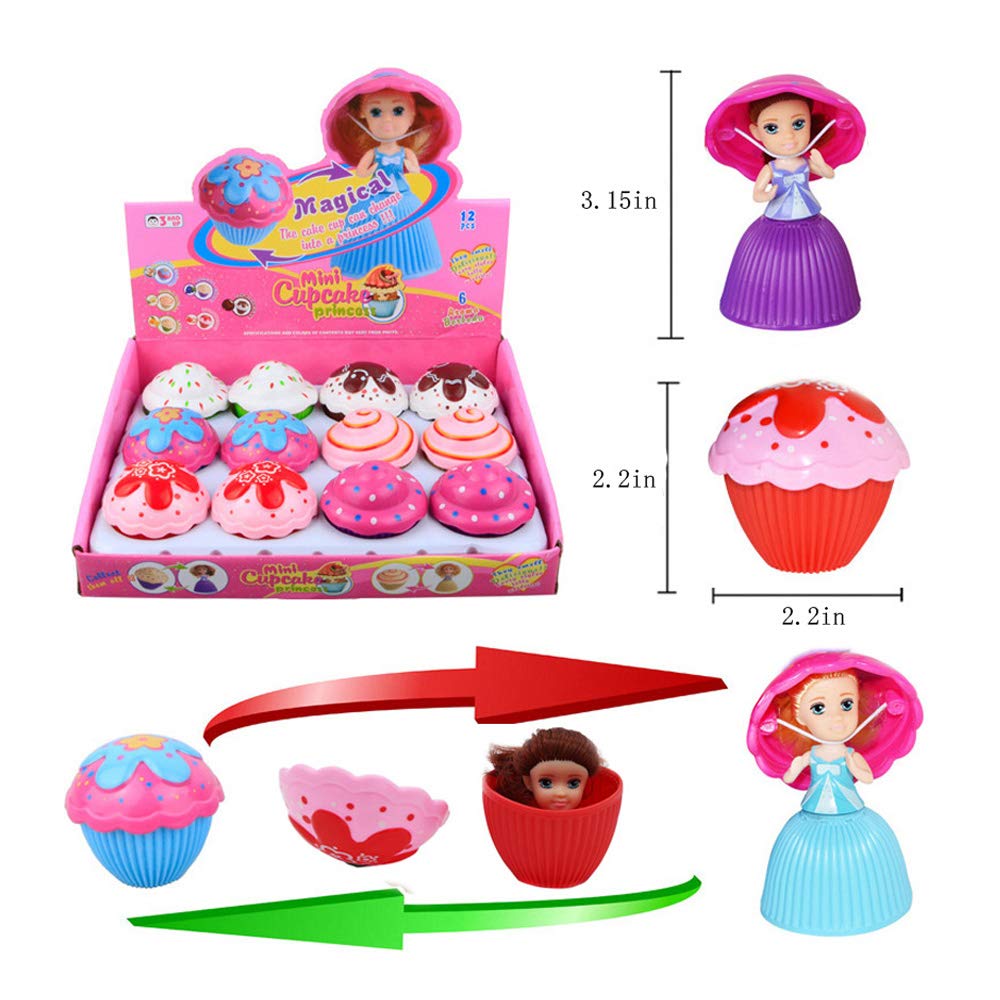 Christoy 12PCS Mini Cake Doll Toy Set - Scented Princess Cupcake Gifts for Kids