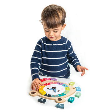 Tender Leaf Toys - 12 Pcs Bear Colors Clock, Early Learning Time, Educational Learning Clock Toy - Wooden Clock, Lovely Shapes - Cognitive Toy For Kids