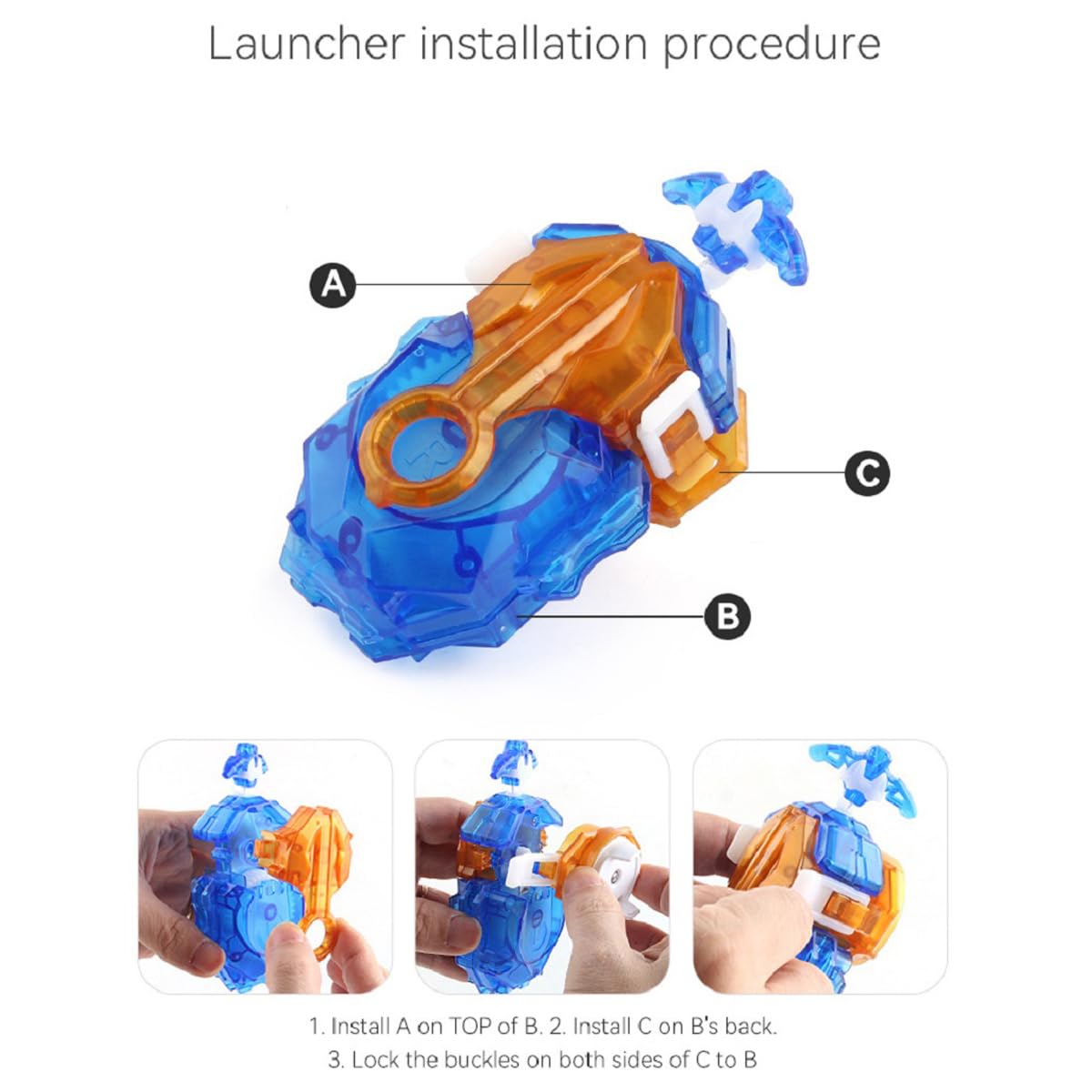 Esste Launcher And Grip, Battling Tops Burst B-184 Custom Bey Launcher Lr Left Right Spin Db Layer System (Blue Set)