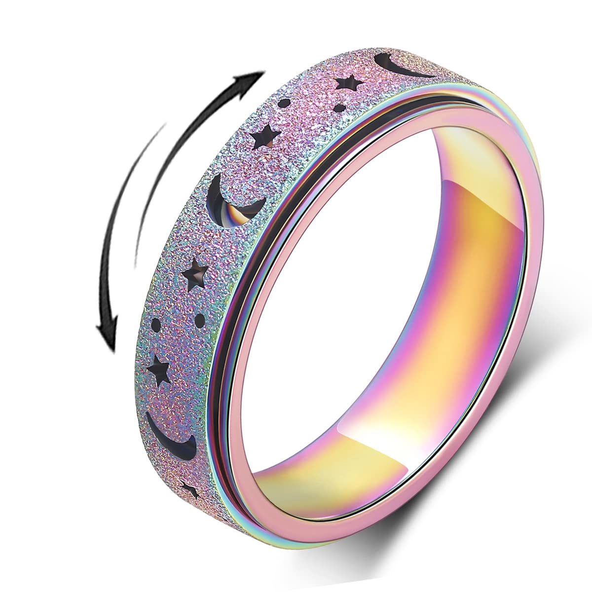 Amorartsky Spinner Ring For Anxiety Relief Fidget: Anxiety Ring For Women Men, Titanium Stainless Steel Spinner Ring, 5 Colors,