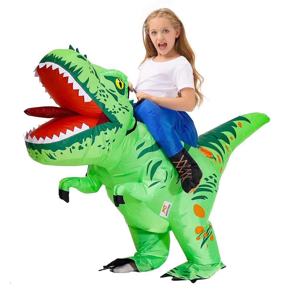 Mt Mengtong Halloween Costume Inflatable Dinosaur Costume Kids Riding T Rex Blow Up Funny Party For Boys/Girls(4-6Y)