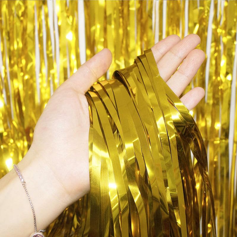 Msmancy Black And Gold Birthday Decorations For Women Men 53Pcs With Happy Birthday Banner Curtains Bottle Crown Heart Star Led
