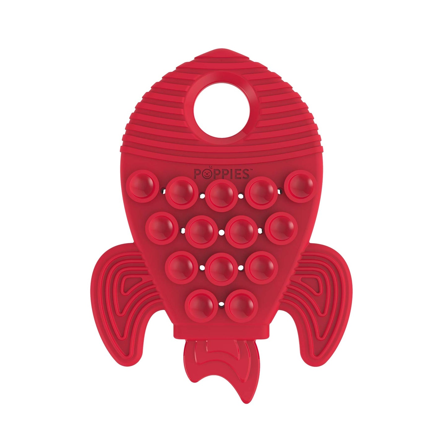 Poppies Red The Rocket Bpa-Free Silicone Suction Cup Teether, Sensory, Bath Toy