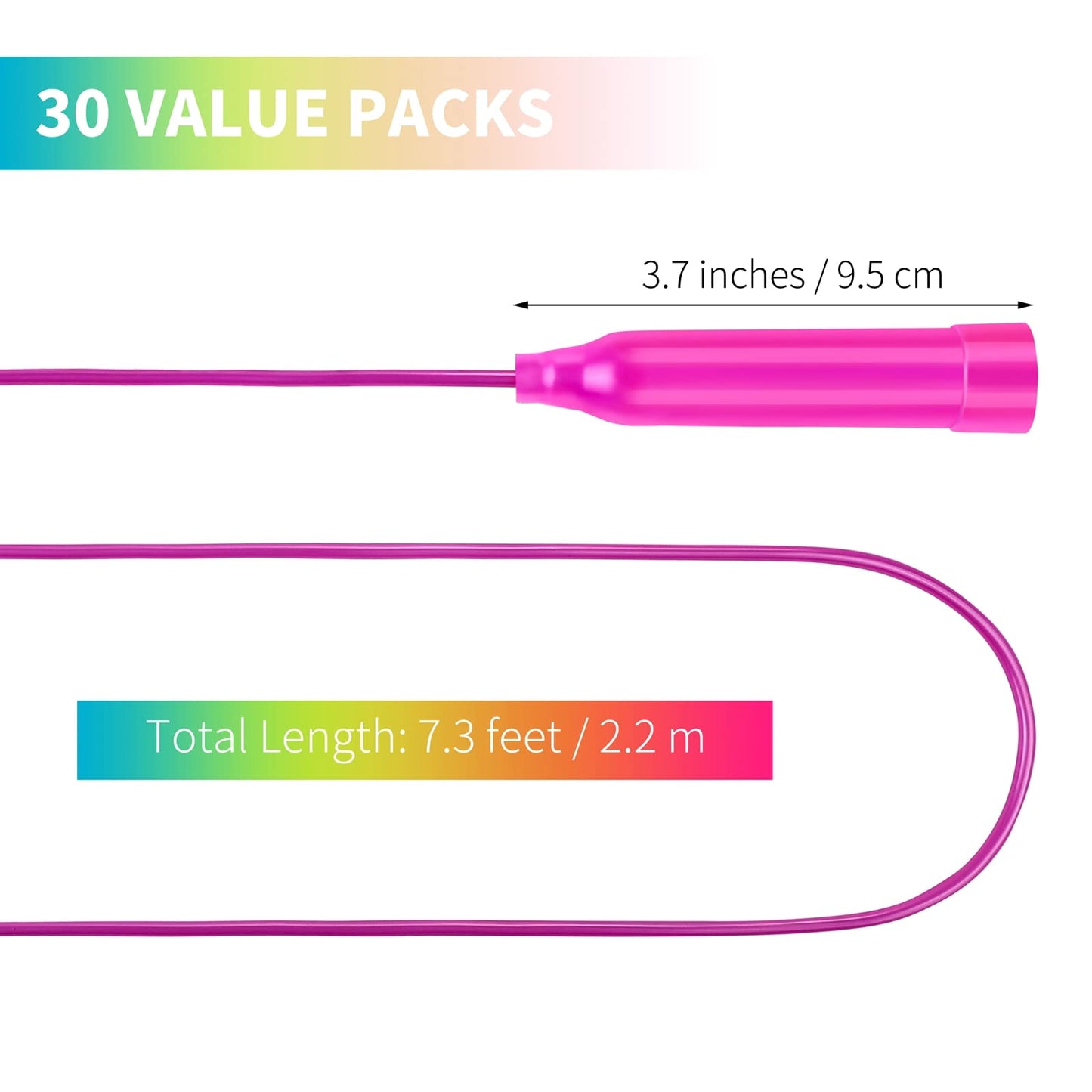 Aneco 30 Pack Kids Jump Rope Set 7.3 Feet Outdoor Jump Ropes Colorful Kids Jumping Ropes Great Sports Activities Birthday Party Favors Gifts