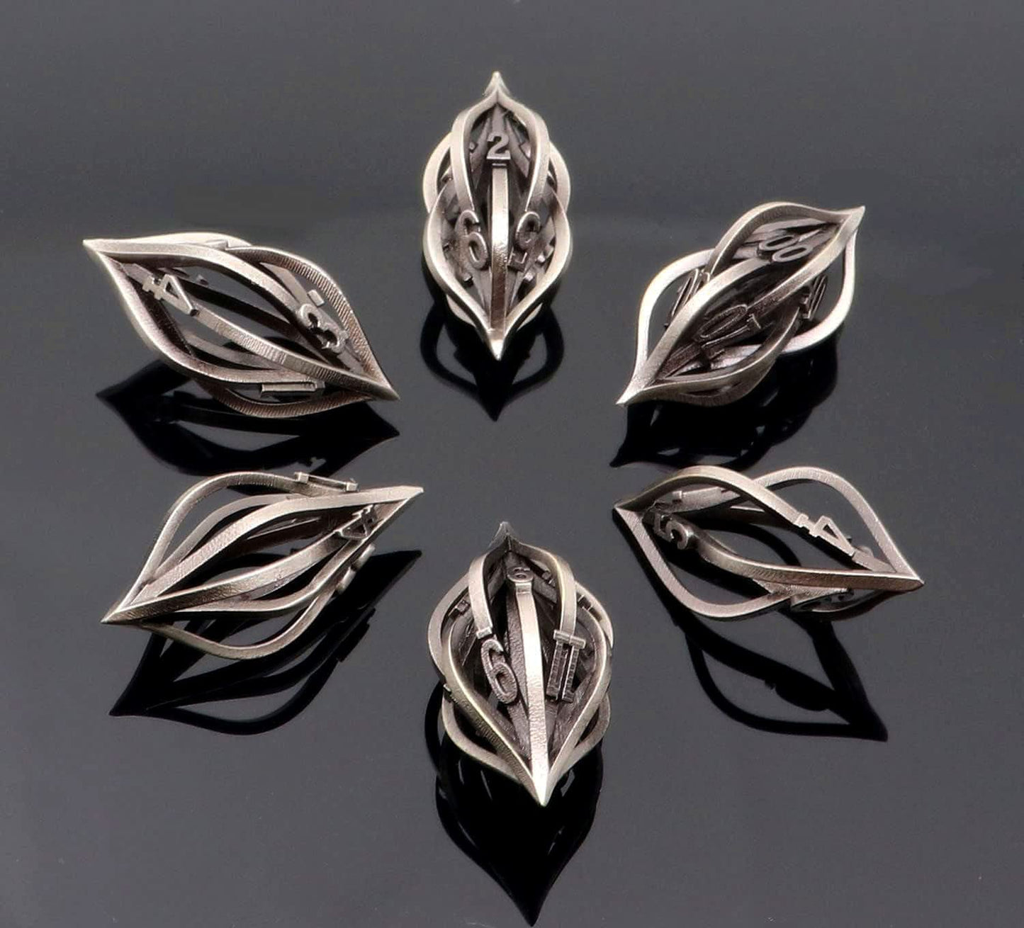 CREEBUY Metal DND Game Dice Set: Arcanum Dice for Dungeon and Dragons Table Games-Metal 3D Printed Hollow Dice Polyhedral D&D RP