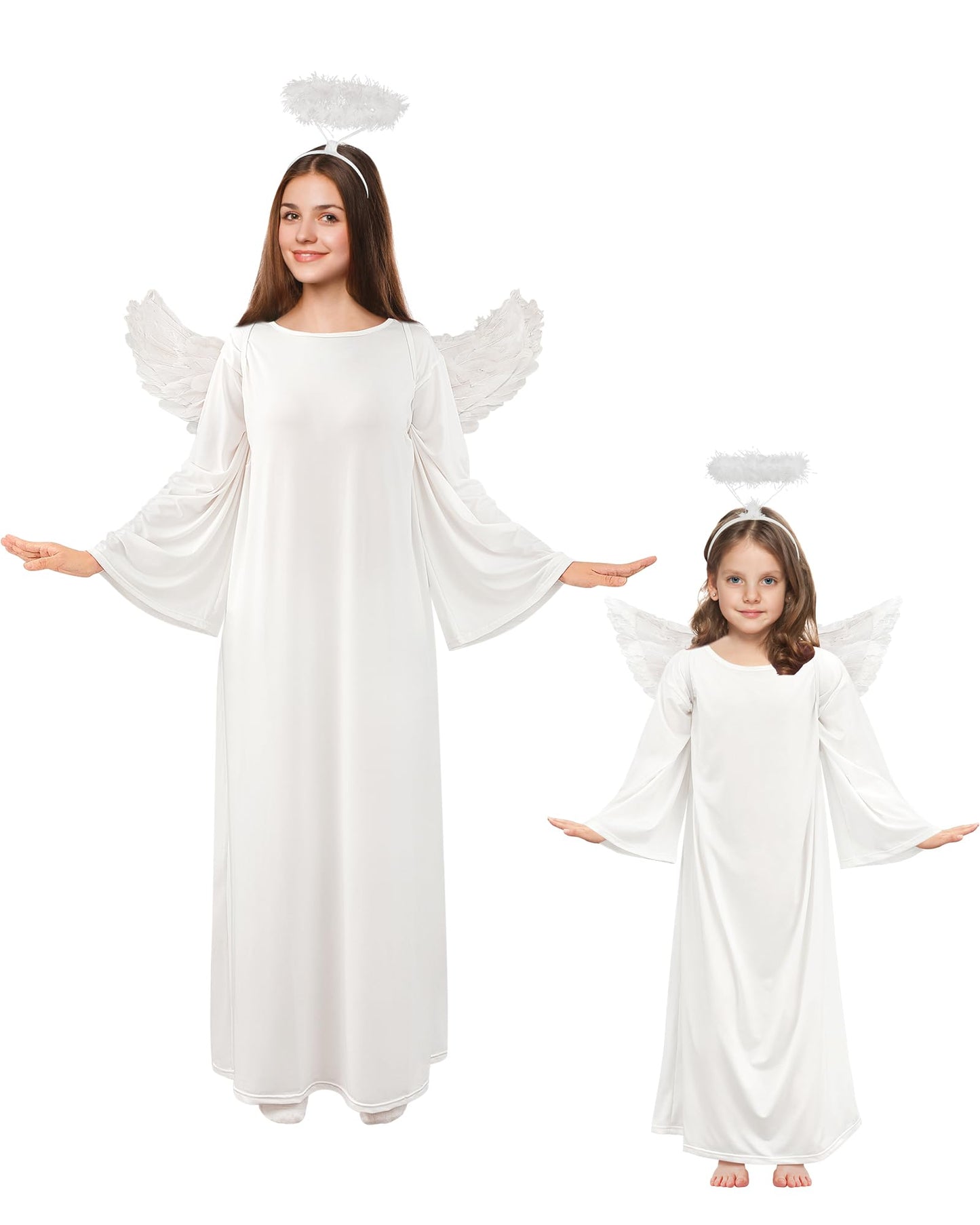 Toulite 3 Pcs Angel Costume For Woman Girls White Angel Gown With Headband And White Wing Nativity Costume For Christmas(39.37 I
