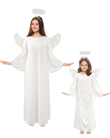 Toulite 3 Pcs Angel Costume For Woman Girls White Angel Gown With Headband And White Wing Nativity Costume For Christmas(39.37 I