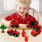 Dshmixia Wooden Train Cars Track Accessories Set Rescue Fire Truck With Light And Sound Small Vehicles Magnetic Train Cars Fit For Wooden Train Track Railway For Boys And Girls (Fireboat)